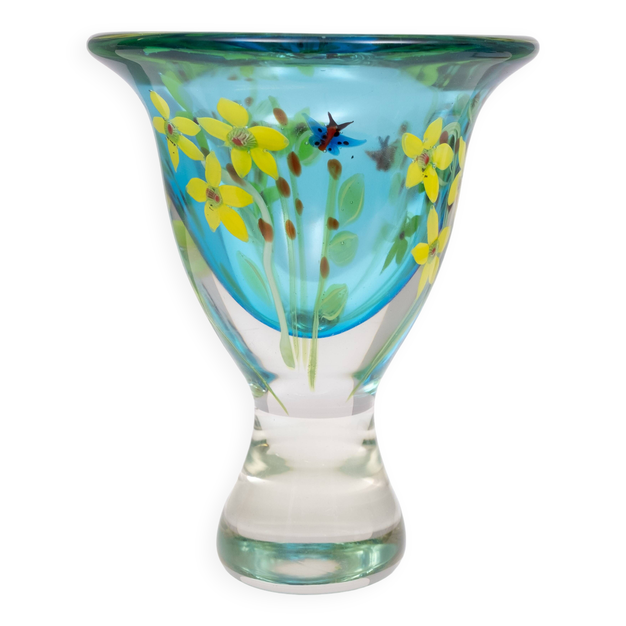 Berit Johansson Art Glass Vase by Murano 1970s Sweden