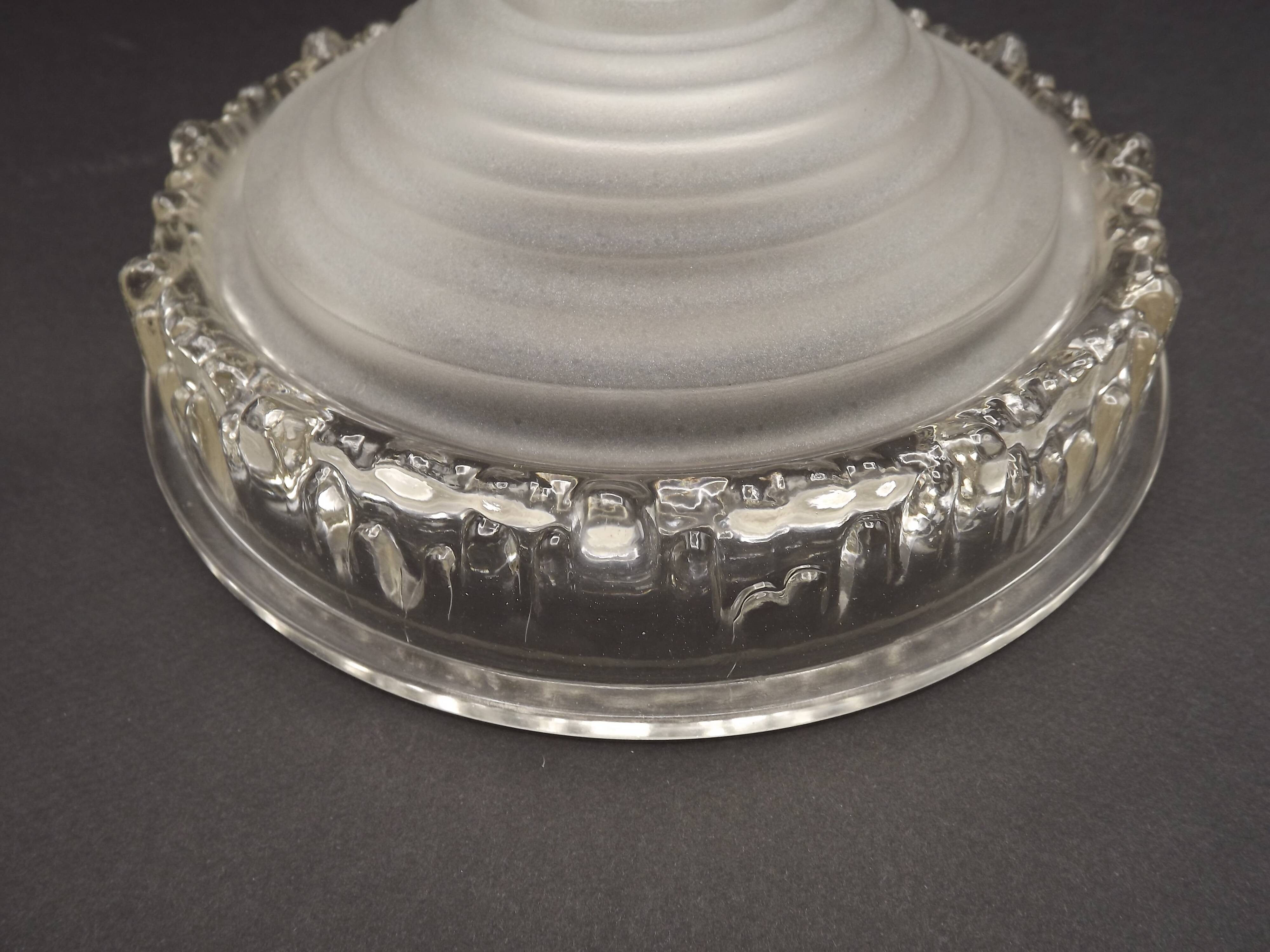 Signed EZAN France Frosted & Clear Glass Icicle Shades - Art Deco Lighting