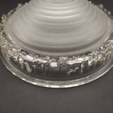 Signed EZAN France Frosted & Clear Glass Icicle Shades - Art Deco Lighting