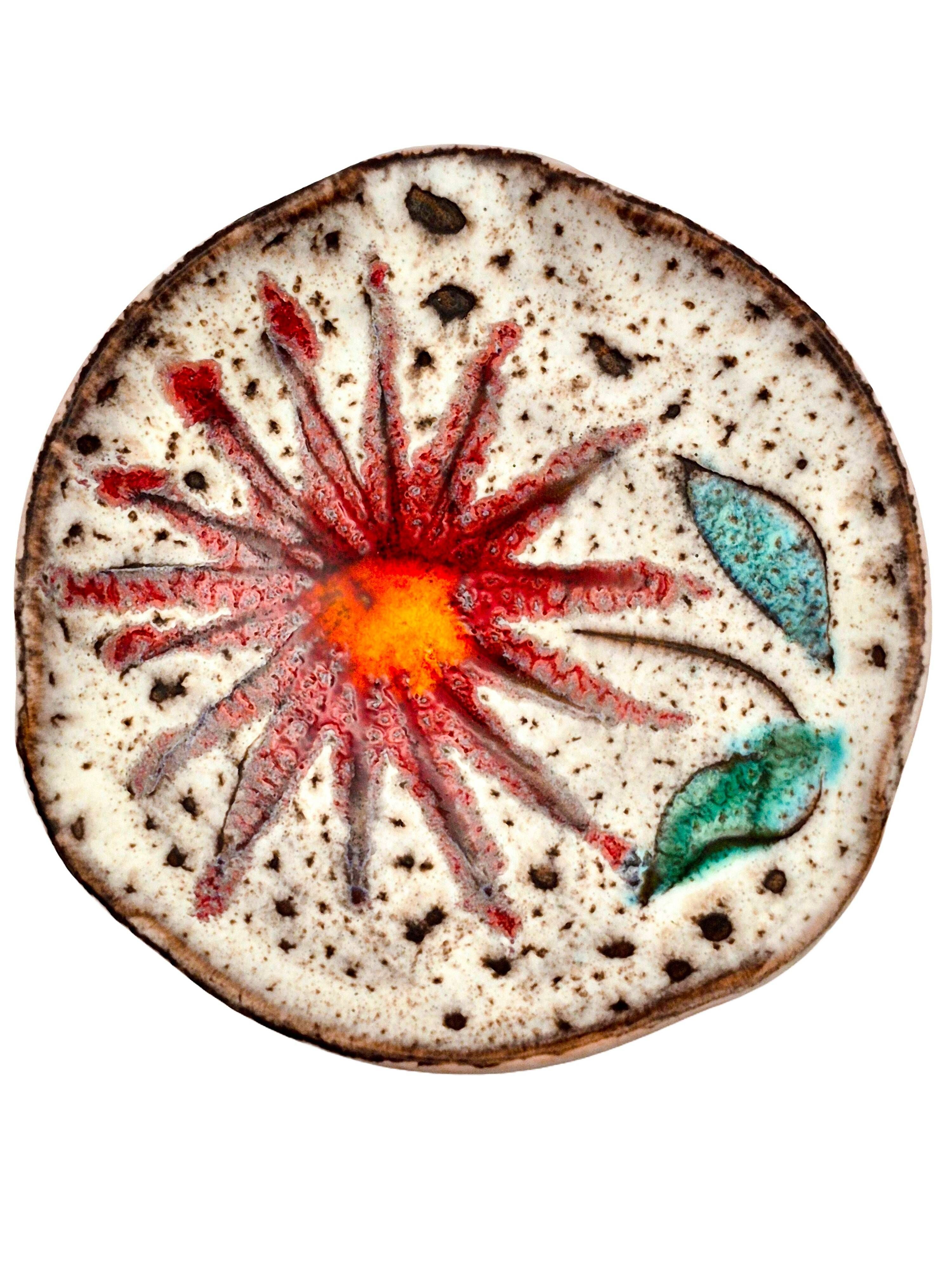 Vintage ceramic catchall dish from Vallauris, 1960s, floral.