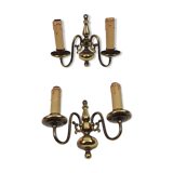 Pair of brass wall sconces 2 lights