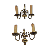 Pair of brass wall sconces 2 lights