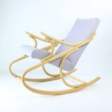 Mid Century Bentwood Rocking Armchair In Blond Oak By Ton, Czechoslovakia