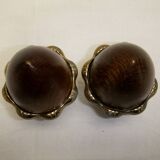 Pine cone bronze wood ornament staircase ball end curtain rod