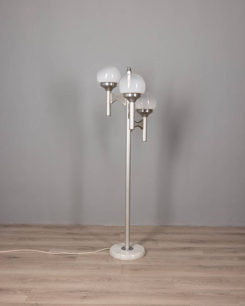 Lampadaire vintage années 70 à trois lumières en verre, design sciolari