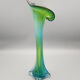 Paire de vases en verre soufflé soliflore vert et bleu