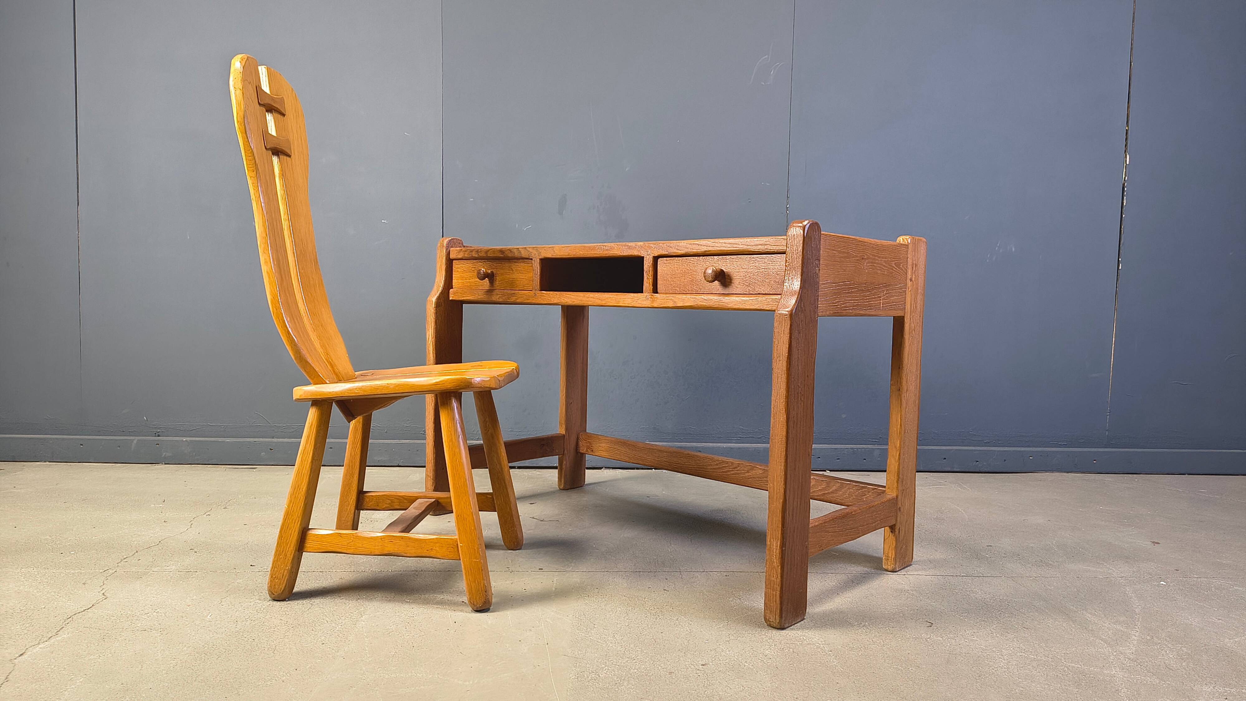 Vintage oak vanity table or desk by Depuydt Belgium, 1960s