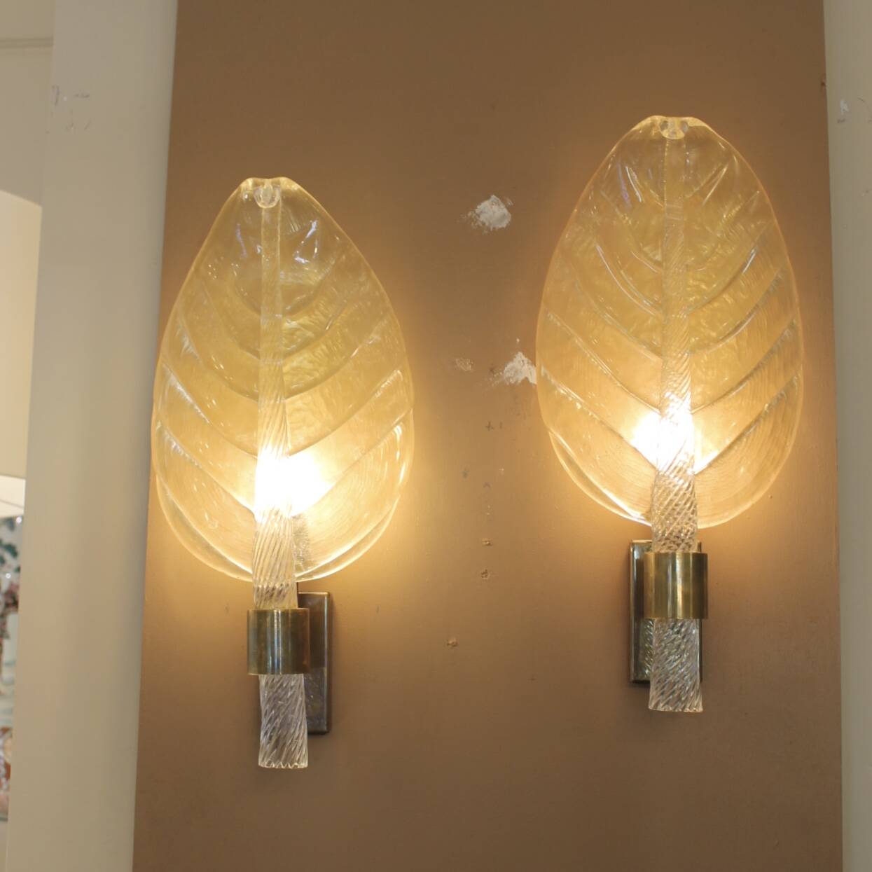 Pair of Murano glass wall lights, Toso