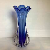 Murano blue corolla vase