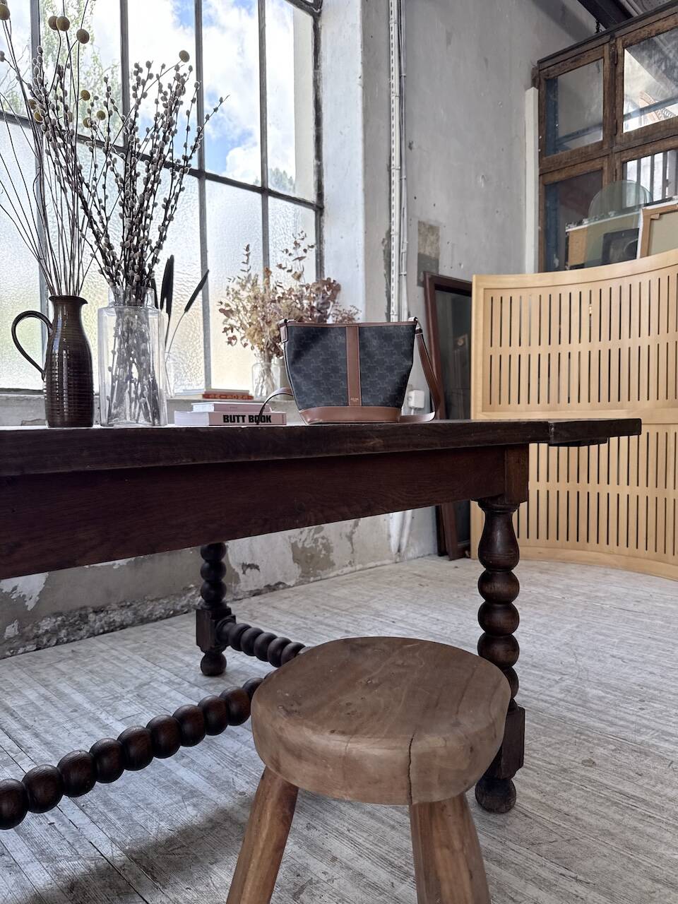 Solid oak table 1900 drapery style XL 280cm with extensions