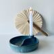 Candle holder and empty pocket or ceramic dish signed