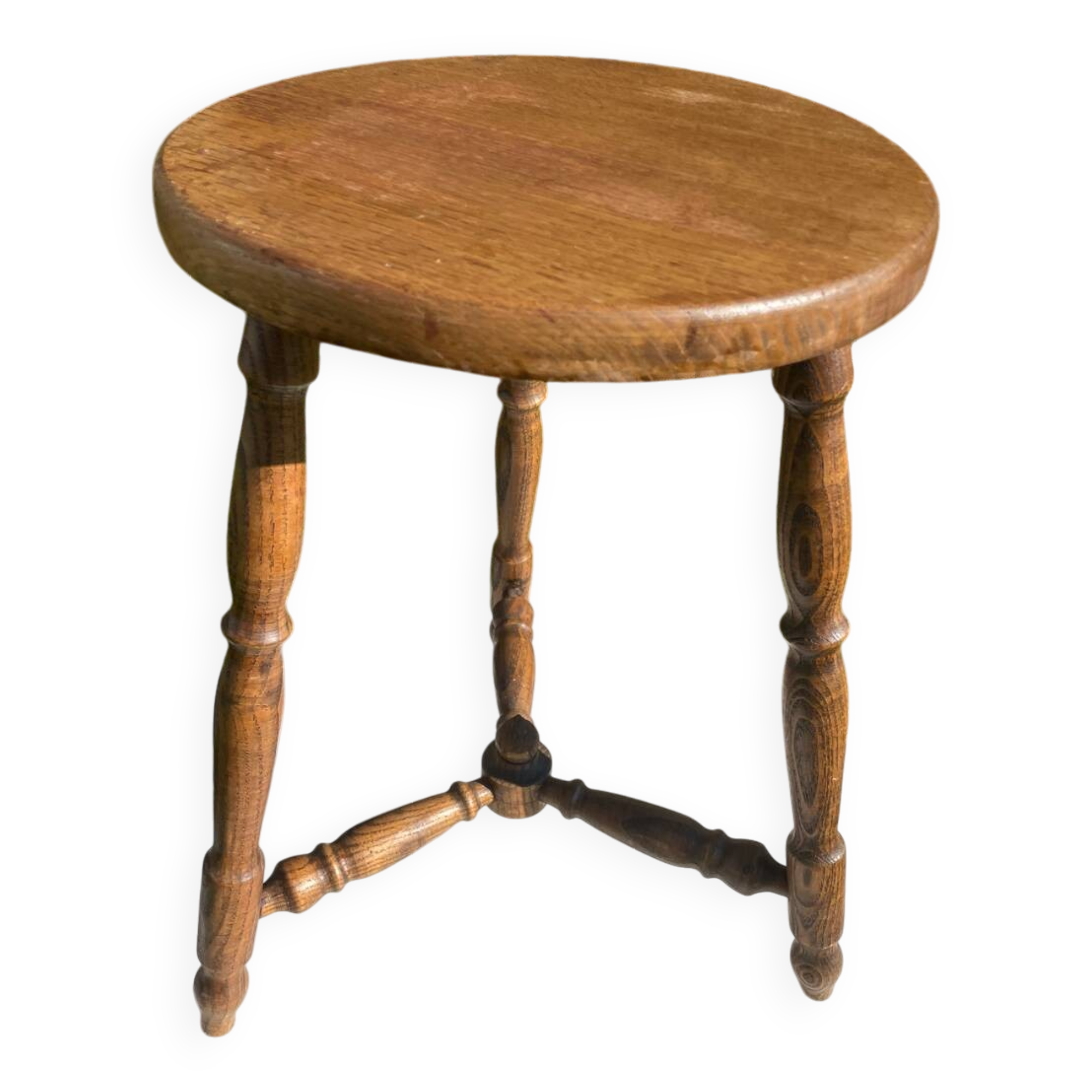 Antique oak tripod stool