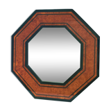 Octagonal wooden mirror by Jean-Claude Mahey