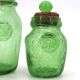 Two green bubble glass sweet jars from Biot, 1960s.