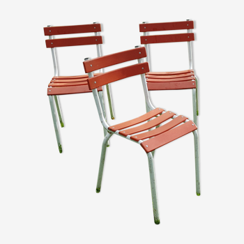 Set de 4 chaises vintage métal orange