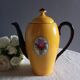 Théière jaune et noire, médaillon floral, porcelaine Deuschland, 1920 env