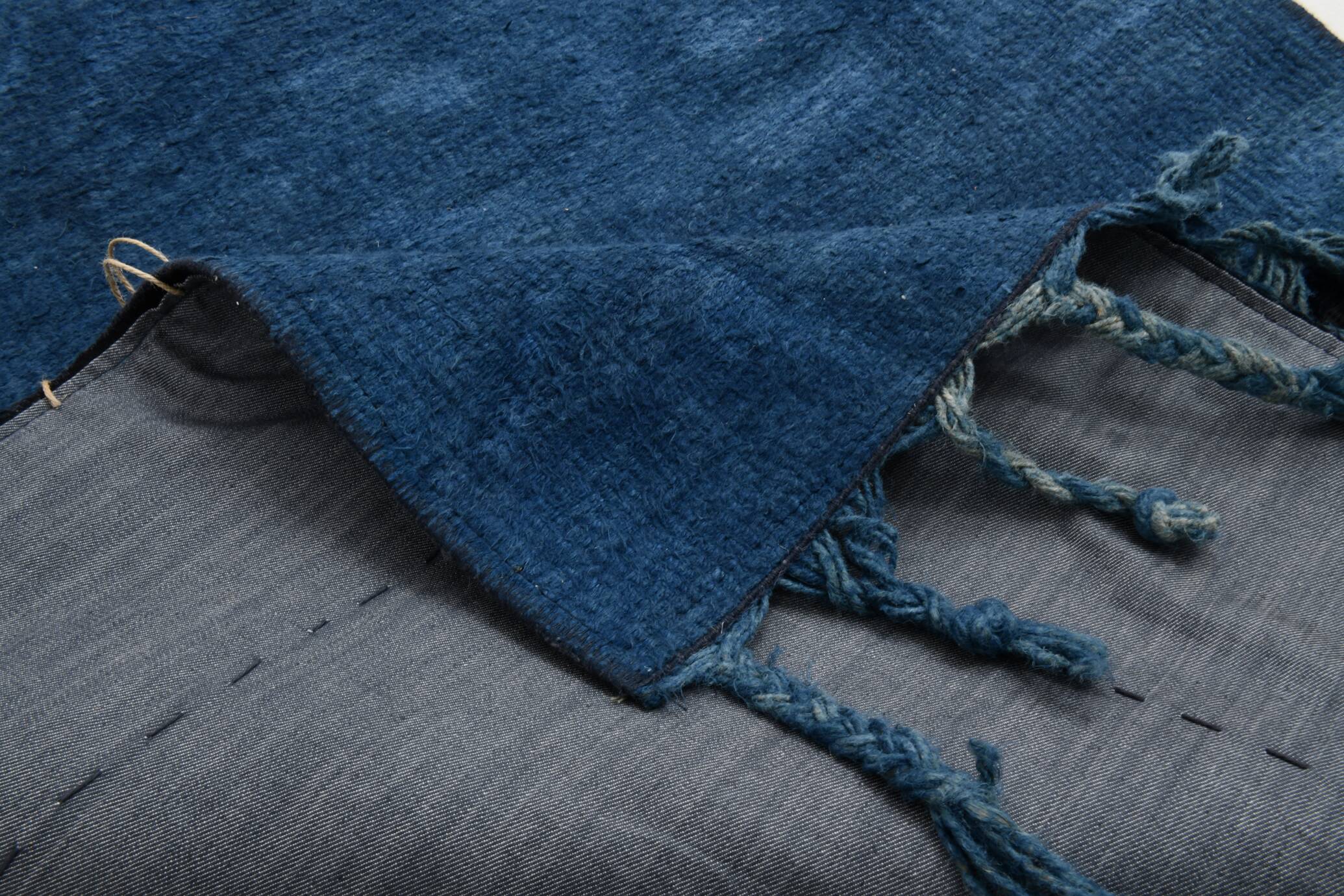 Blue Black Antique Turkish Runner Rug, 79x342Cm