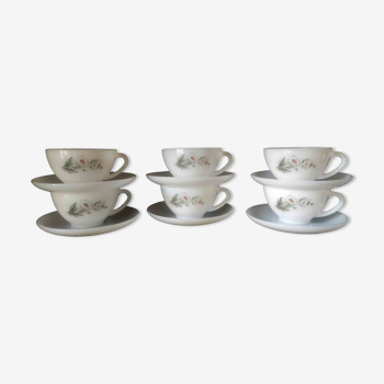 6 cups Arcopal daisy pattern