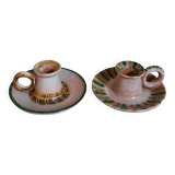 Duo of 50s ceramic hand candle holders