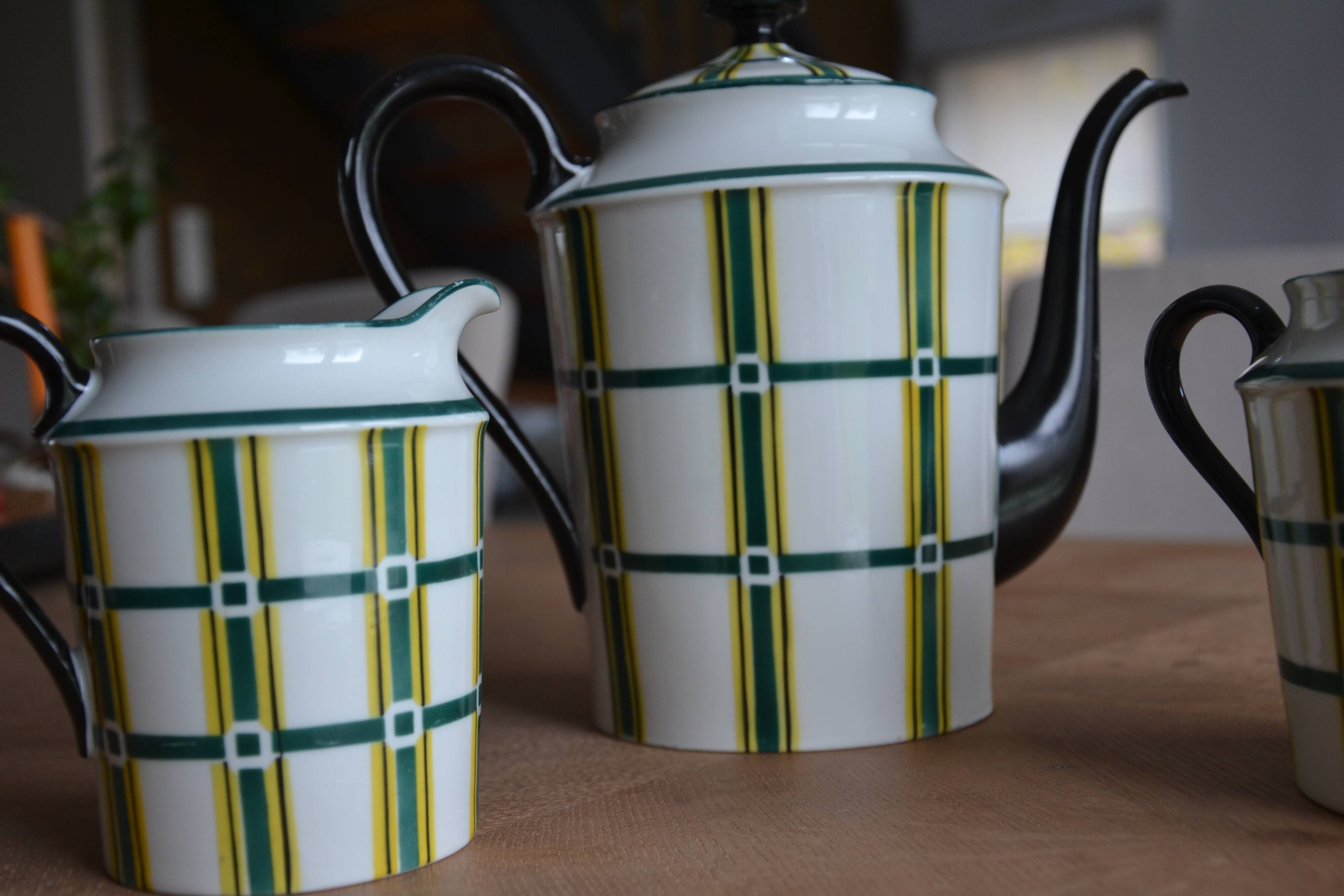 Limoges porcelain teapot, sugar bowl and milk jug