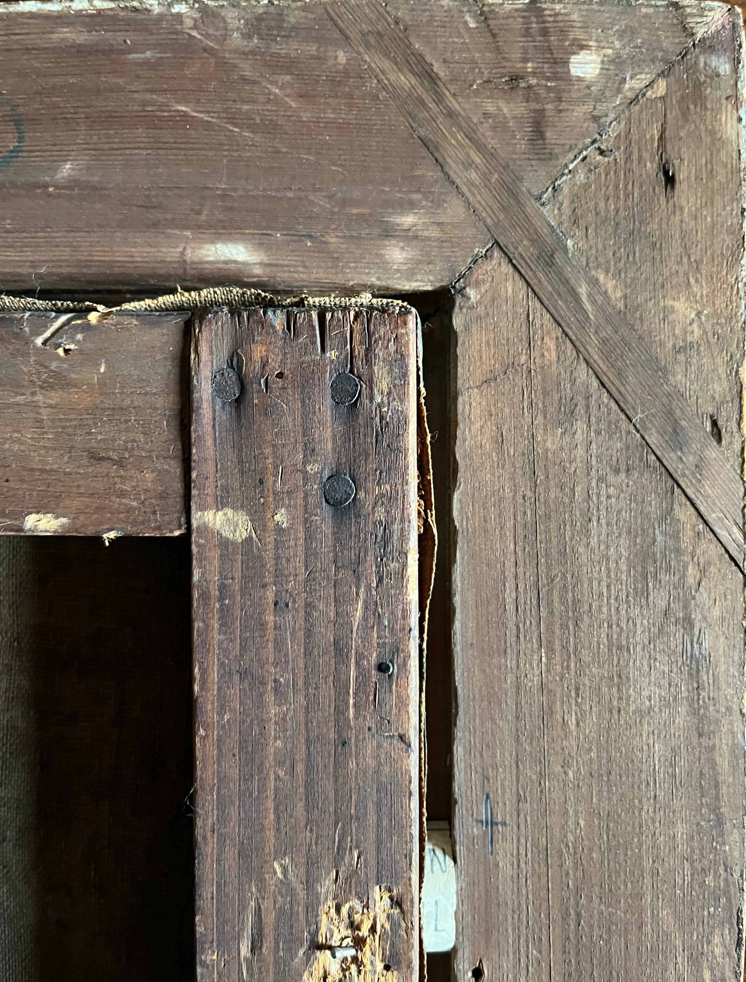 HST painting "Landscape with fishermen" 1898 signed Lion + frame