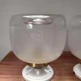 Pair of two-tone globe wall lights