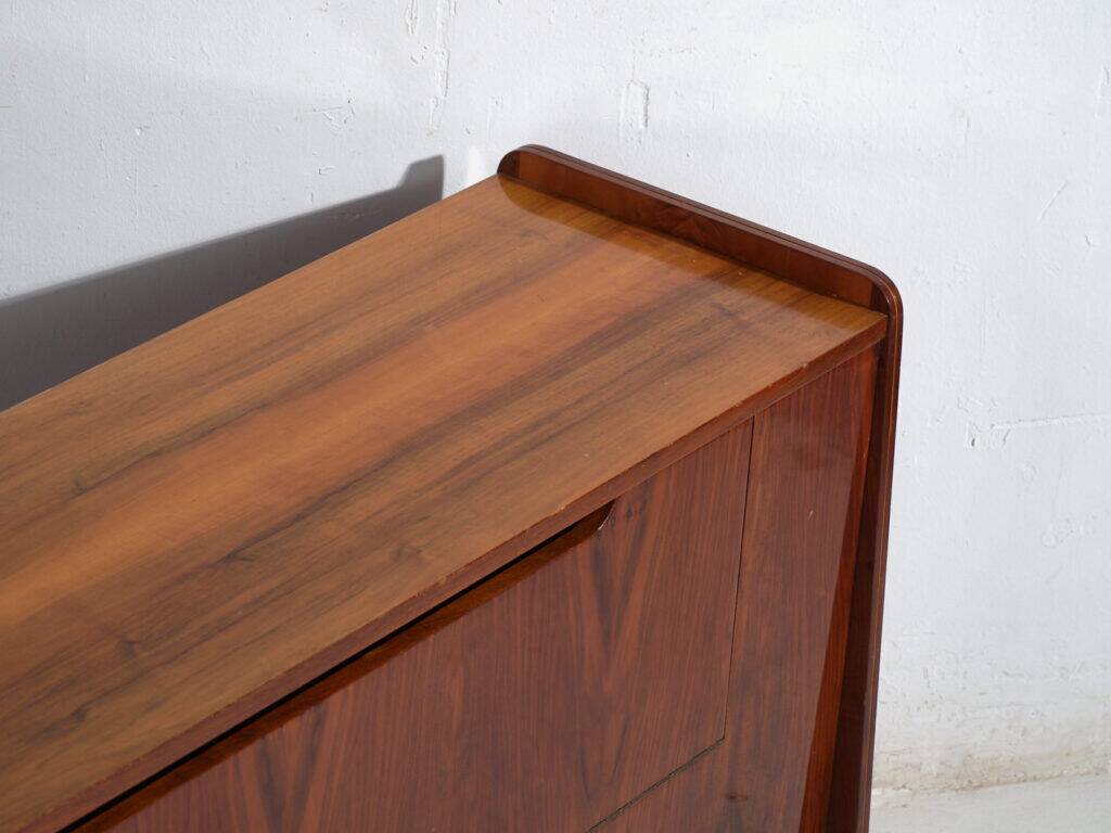 Mid-century buffet in walnut veneer with tapered legs – Czechoslovakia, circa 1960