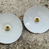Vintage suspension duo in enamelled sheet metal style indus green and white