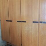 Vintage wardrobe signed Magnani Master cabinetmaker in teak and mahogany