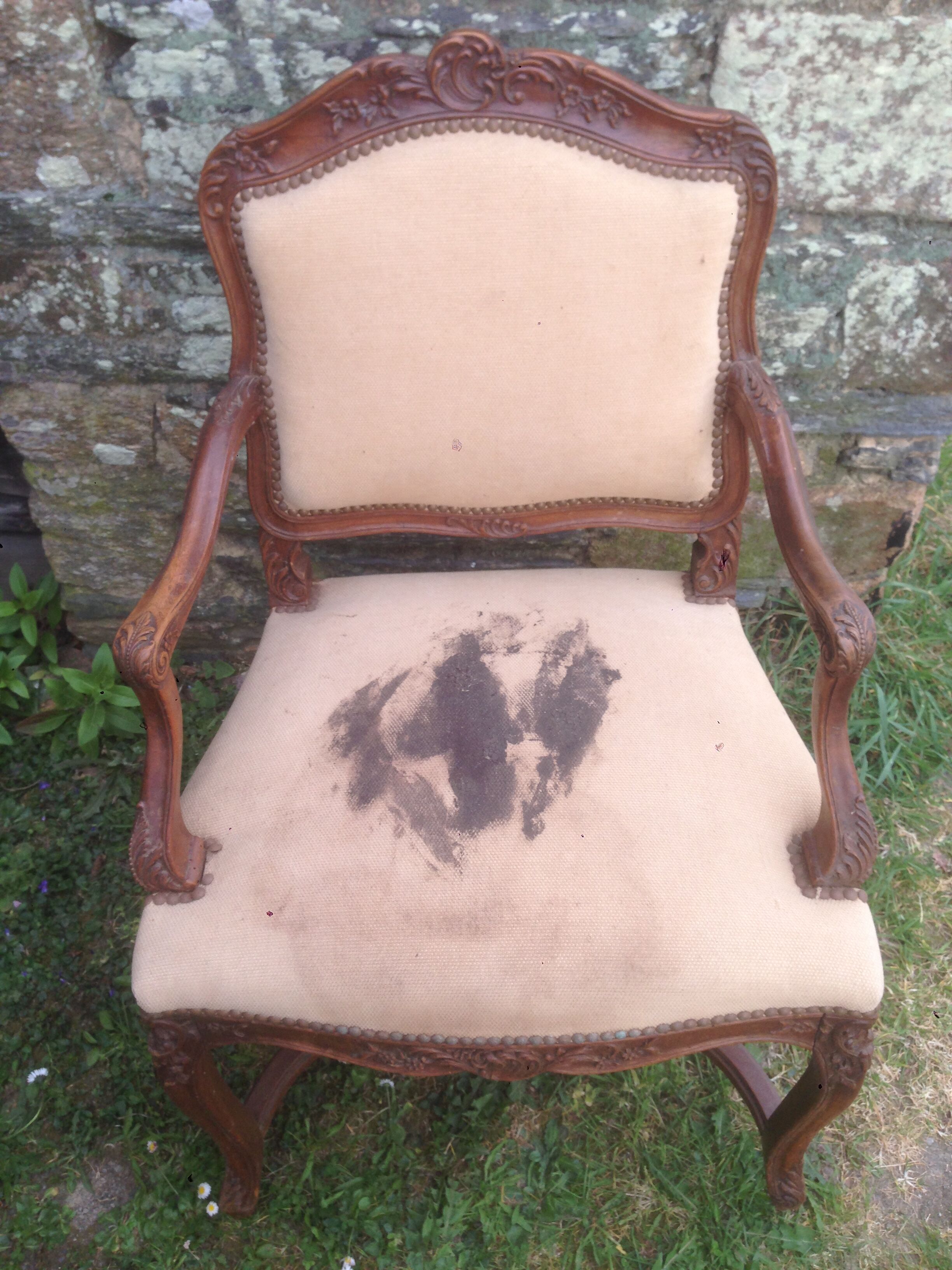 Pair of Louis XV-style walnut armchairs