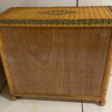 Wicker and wood chest of drawers