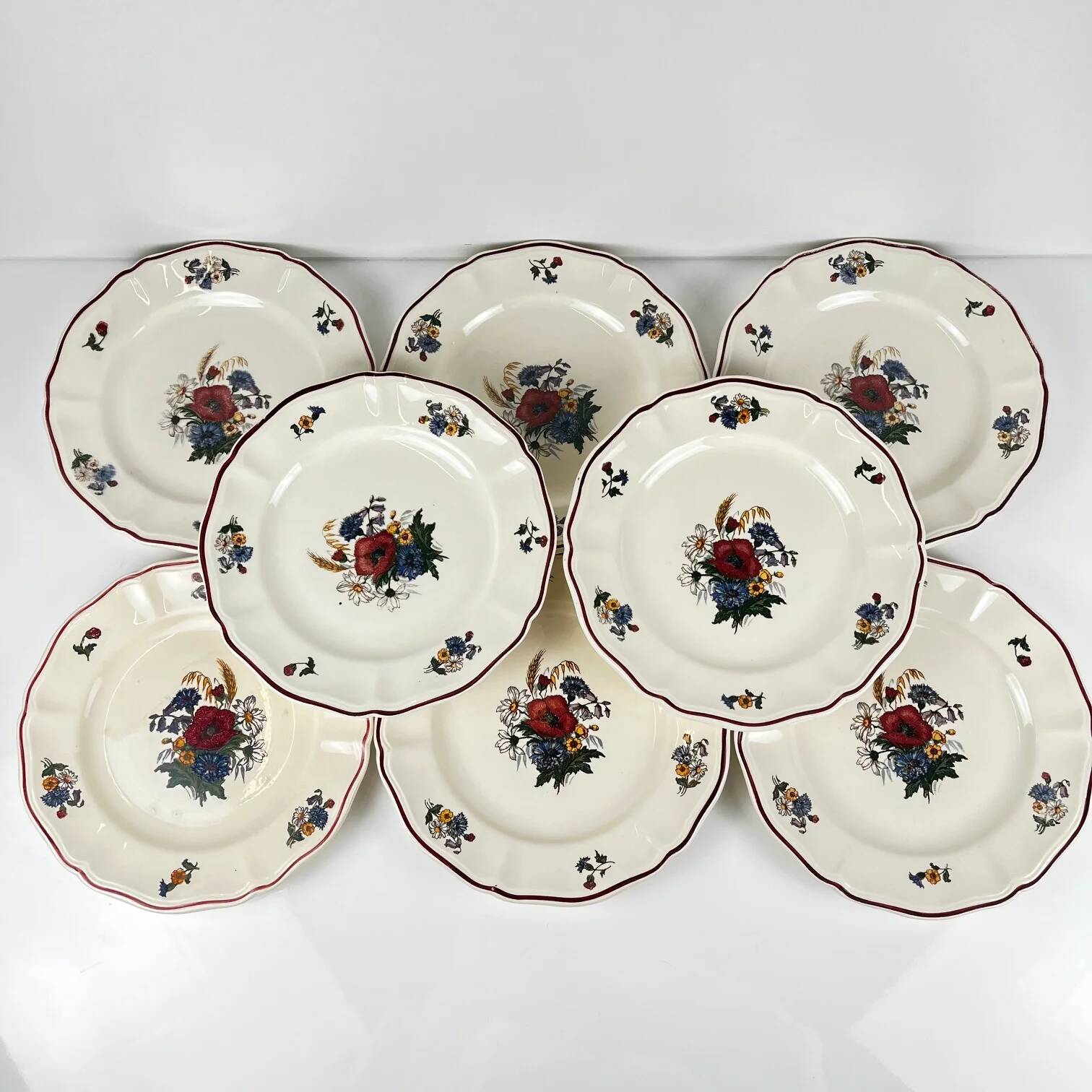 Set of 8 dessert plates "Agreste" Sarreguemines, 20th century