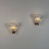 Pair of Archimede Seguso “Bullicante” Murano Glass Wall Sconces, 1940s