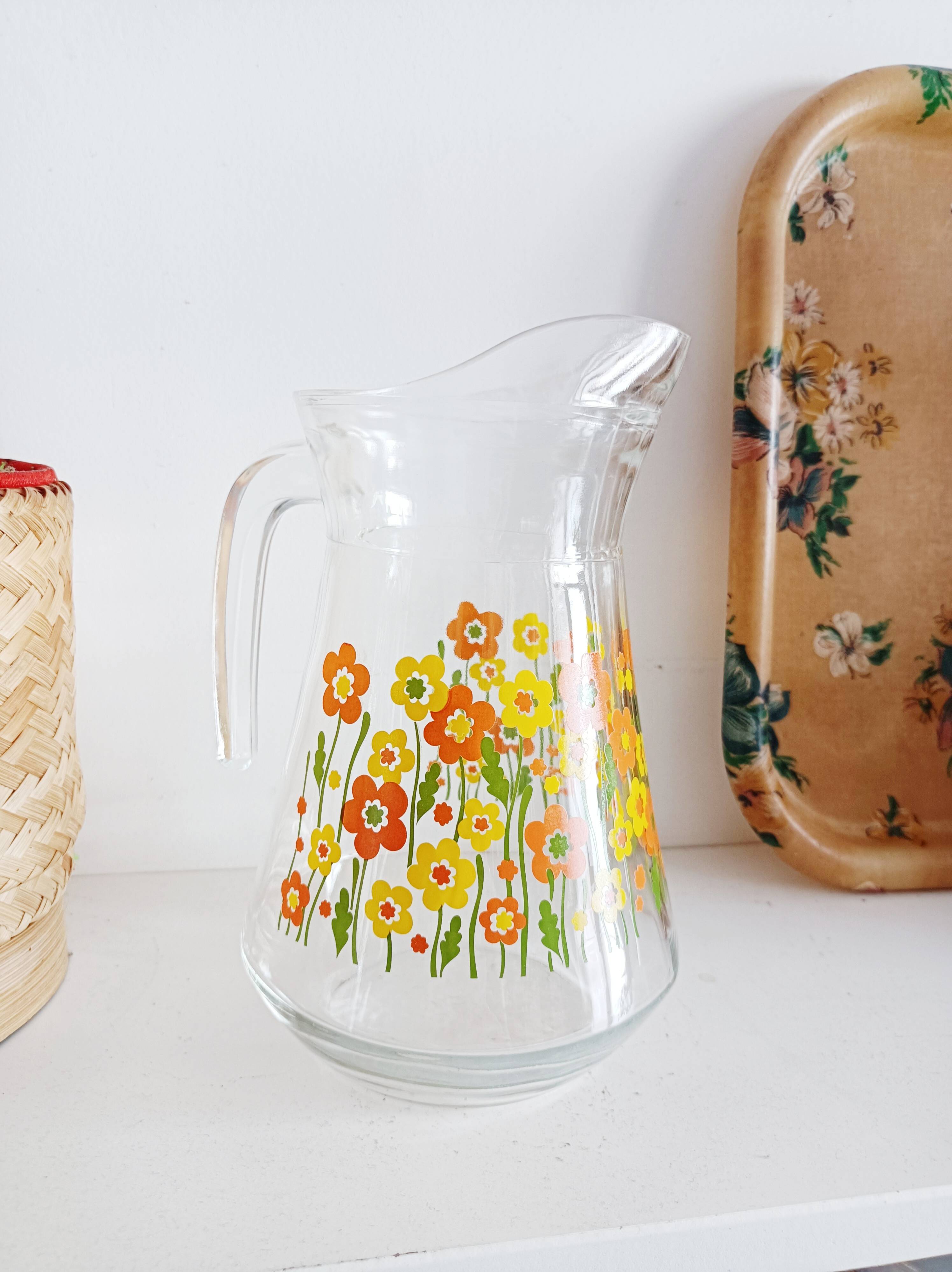 Flowery glass carafe, 1970s