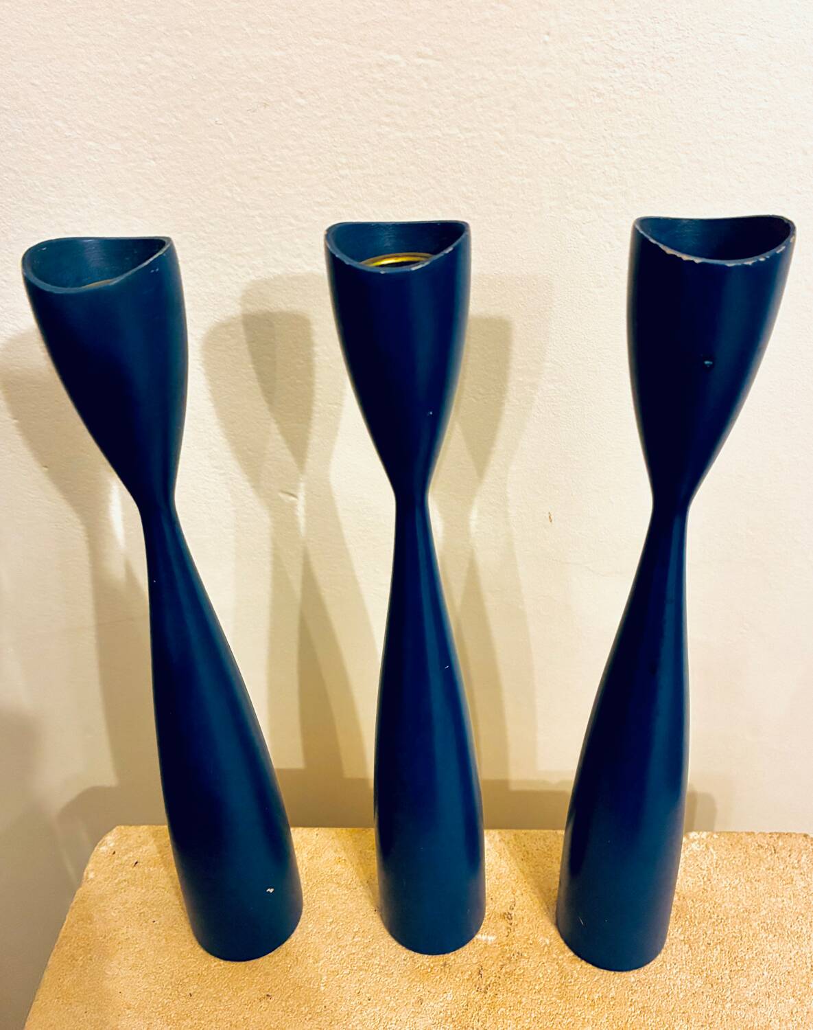 Set of 3 Danish candle holders from the 1950s-60s.