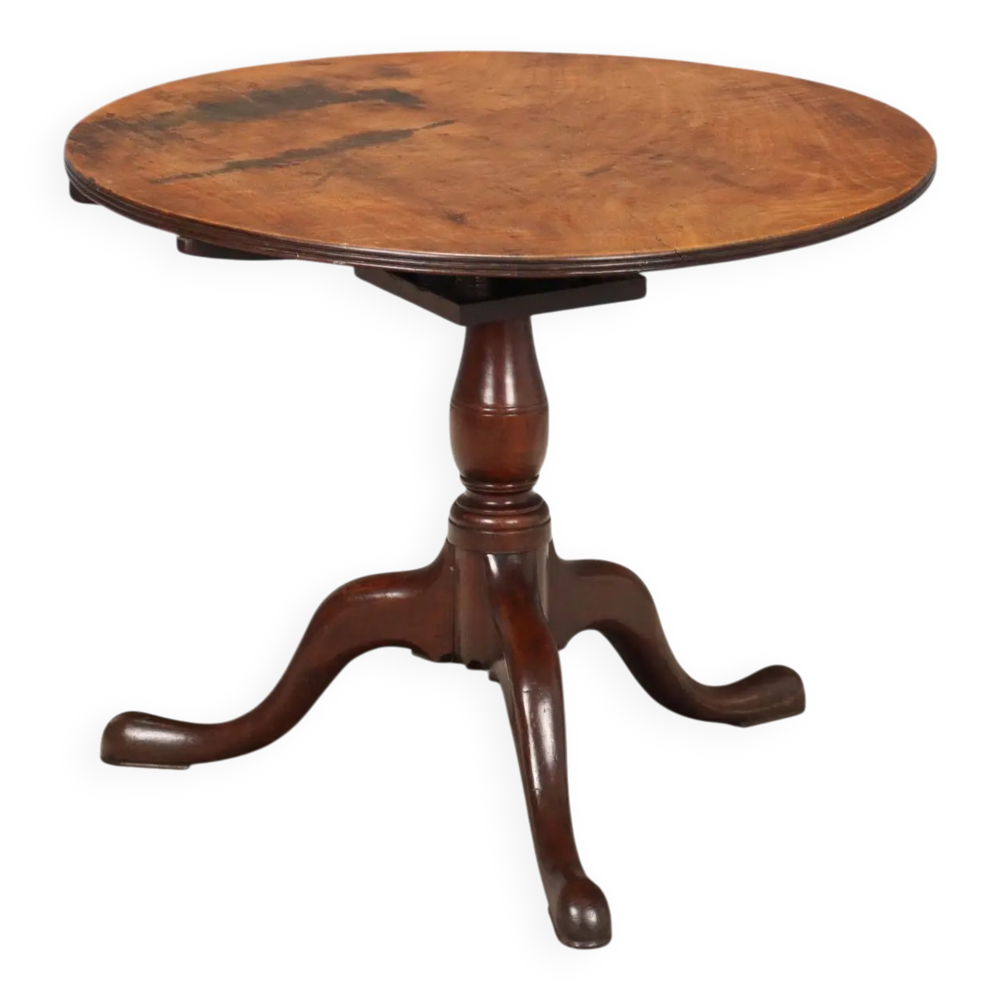 Petite table ancienne en noyer à plateau rond, Royaume-Uni, XIXe siècle