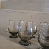 6 old smoked glasses with bubbles