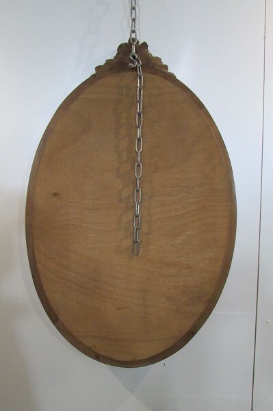 Oval mirror in blond Walnut former 58x92cm