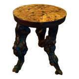 Brutalist tripod stool made from vine stock