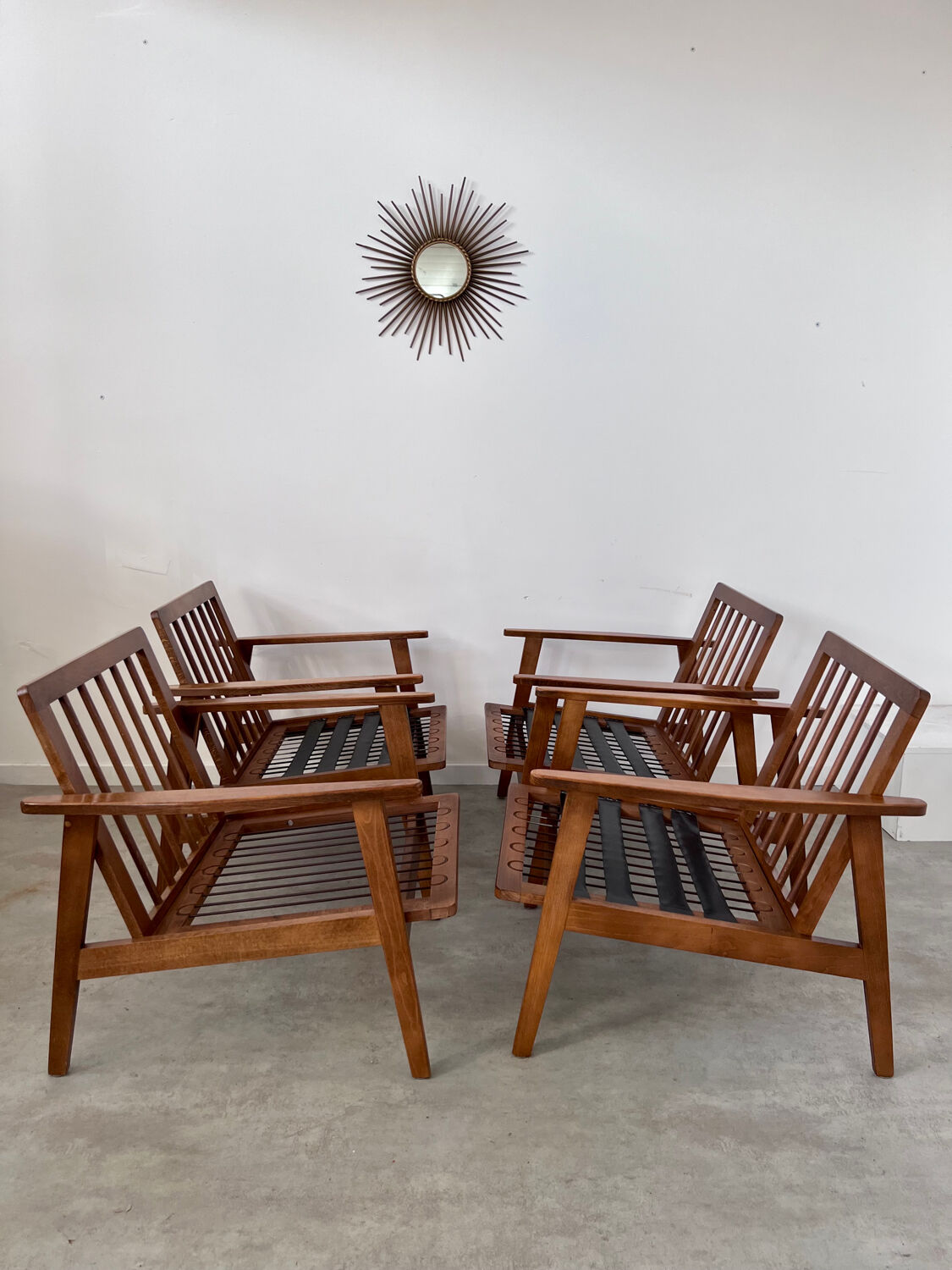 Set of 4 armchairs beech scandinavian