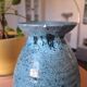 Vintage Accolay ceramic vase - speckled blue enamel - signed - 17 cm