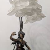 Bronze lamp signed Auguste Moreau – Woman with a shell