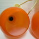 Pair vintage orange hanging lamps