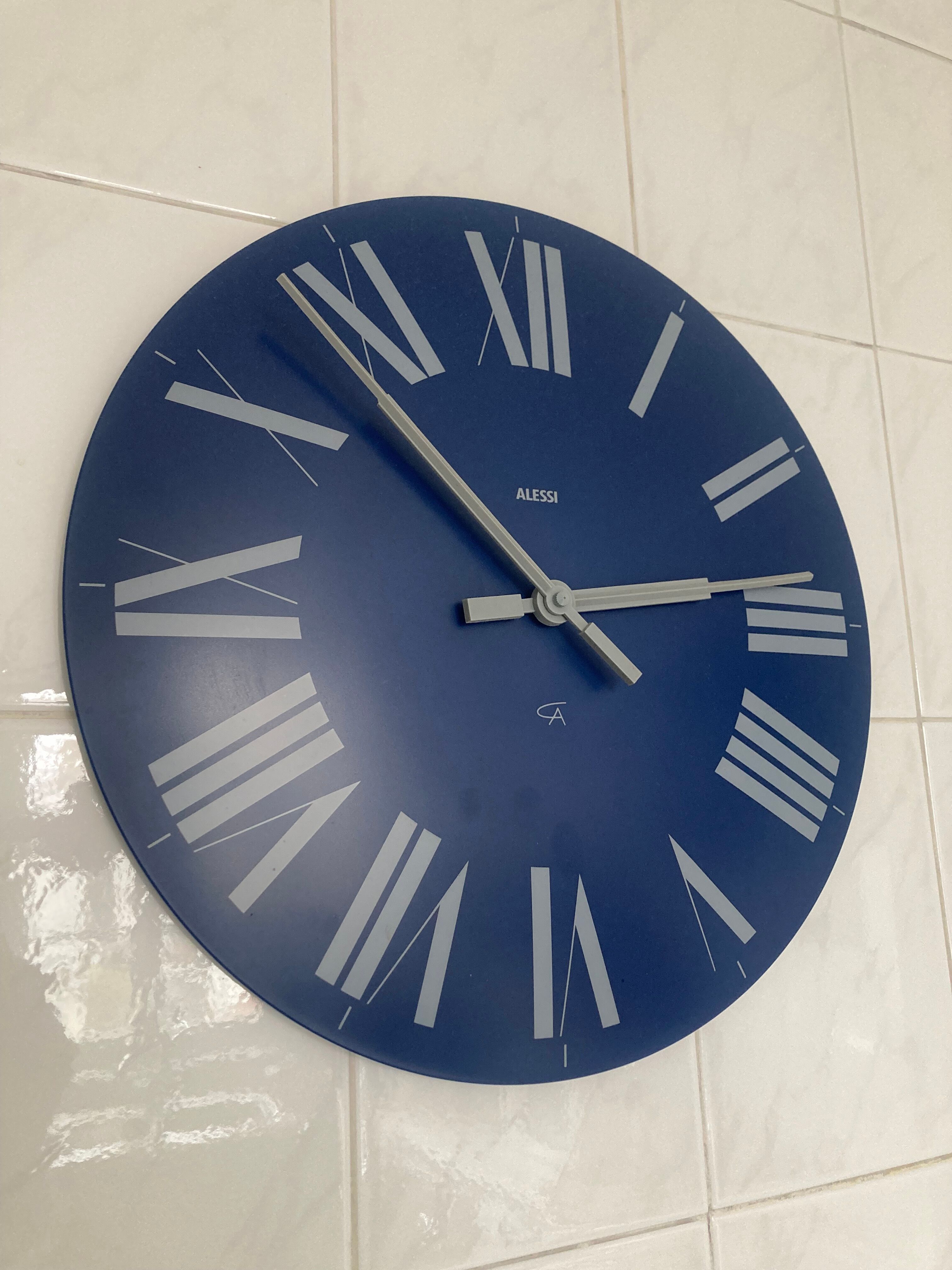 Blue wall clock firenze by Alessi, Castiglioni design