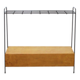 Vintage wood and lacquered metal storage unit.