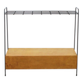 Vintage wood and lacquered metal storage unit.