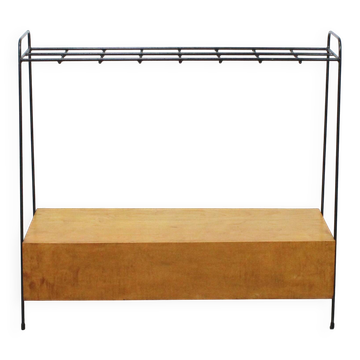 Meuble range plans vintage bois et métal laqué