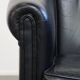 Black Cowhide Leather English-Style Club Chair