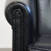 Black Cowhide Leather English-Style Club Chair