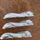 set of 3 silver hare knife rests vintage tableware